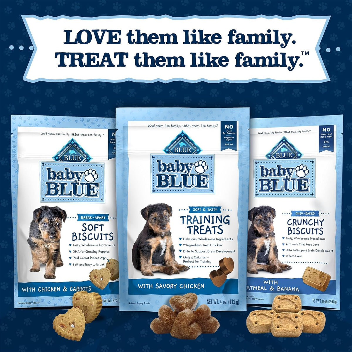 Baby Blue Training Treats Natural Puppy Soft Dog Treats, Savory Chicken 4-Oz Bag (Pack of 6)