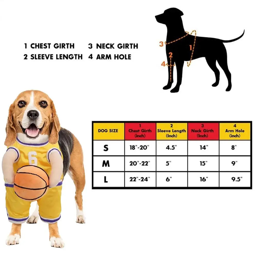 Adorable Basketball Player Pet Costume - Dog Outfit with Basketball for Halloween & Sports Cosplay!