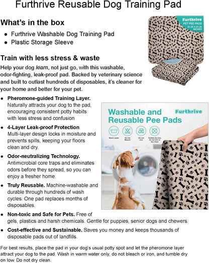 Furthrive Washable Pee Pads for Dogs with Pheromone Attraction, Reusable