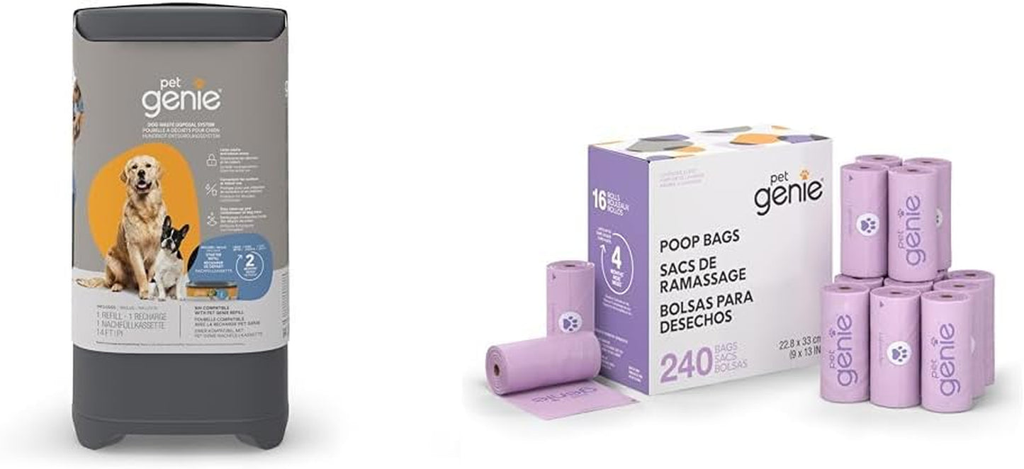 Pail with 14 FT Starter Refill + 240 Dog Poop Bags Bundle