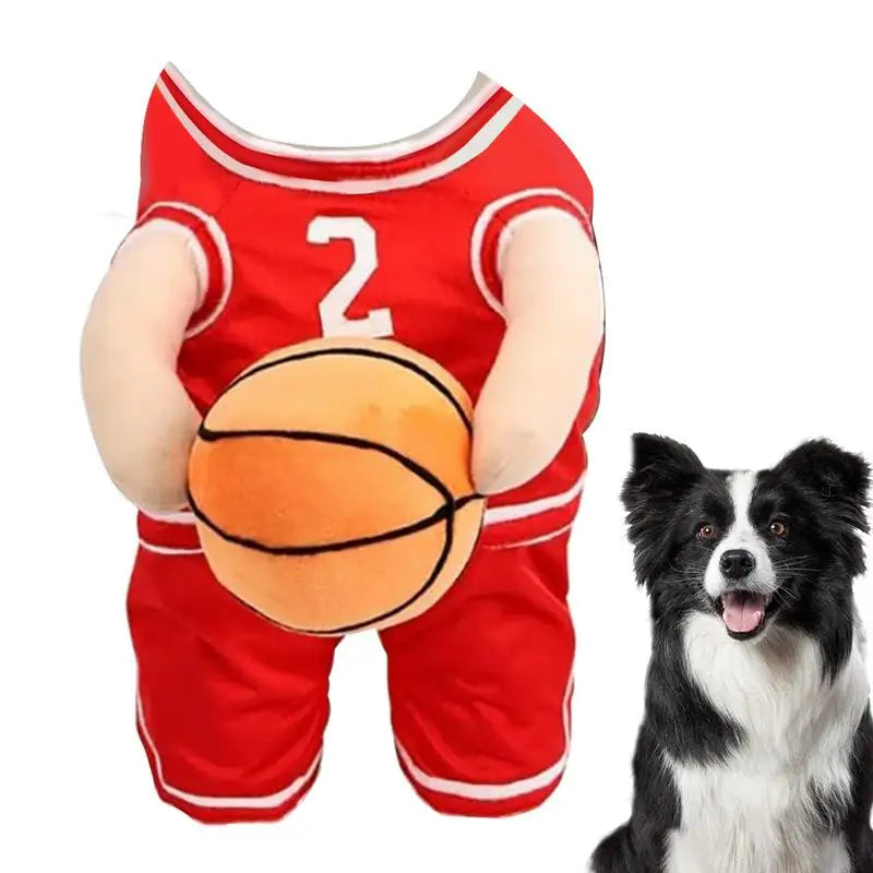 Adorable Basketball Player Pet Costume - Dog Outfit with Basketball for Halloween & Sports Cosplay!