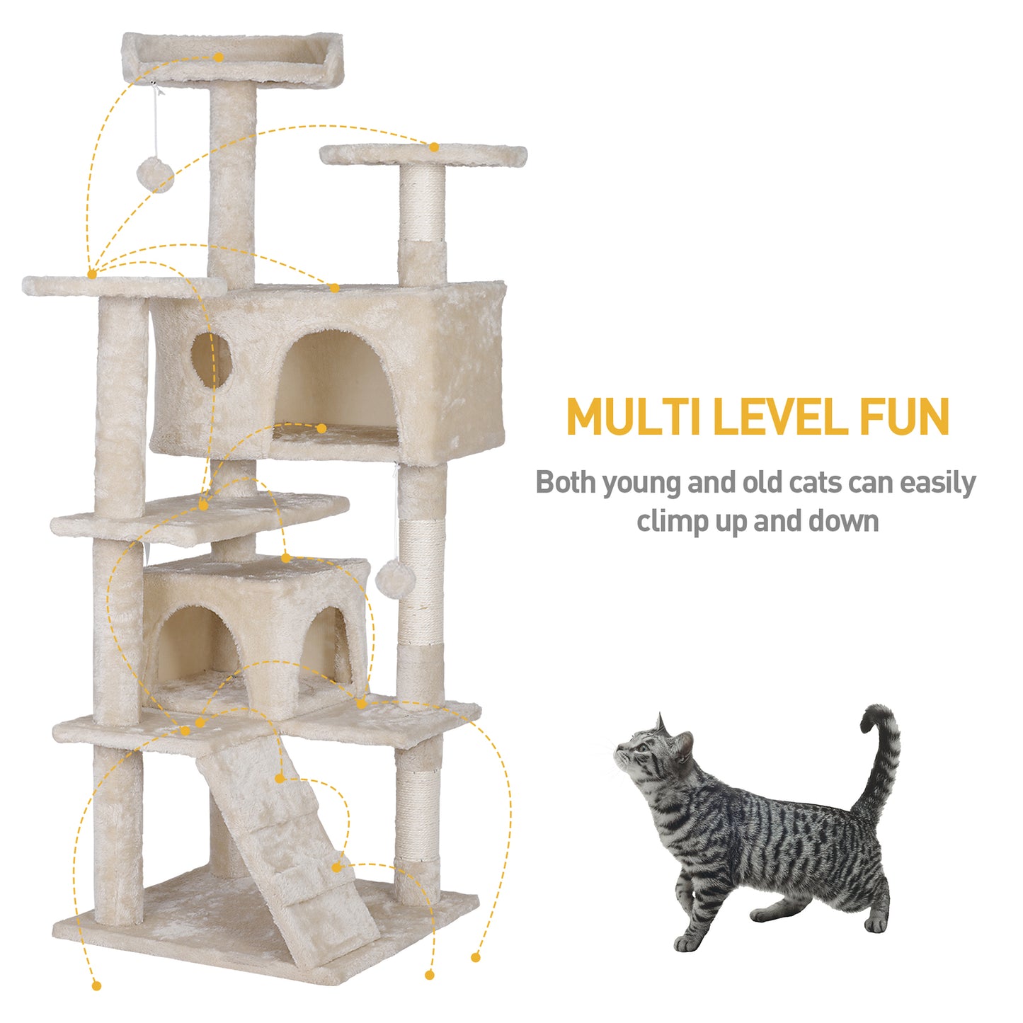 Elevate Your Cat's Playtime: Stylish Cat Tree Condo Tower for Small to Medium Cats - Available in Various Sizes!