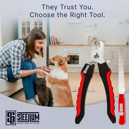 Professional Dog Nail Clippers for Large Dogs and Medium Dogs - with Safety Guard & Ergonomic Easy Grip, Dog Nail Trimmer for Large Dog, Safe Cat Nail Clippers - for Precise Grooming