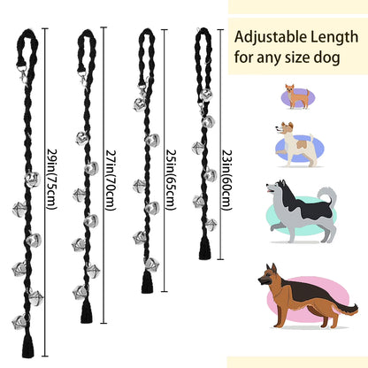 Dog Doorbells for Potty Training, Handmade Hanging Dog Bell for Door Knob for Puppies to Ring to Go Outside, Macrame Dog Doorbell Gift. Black