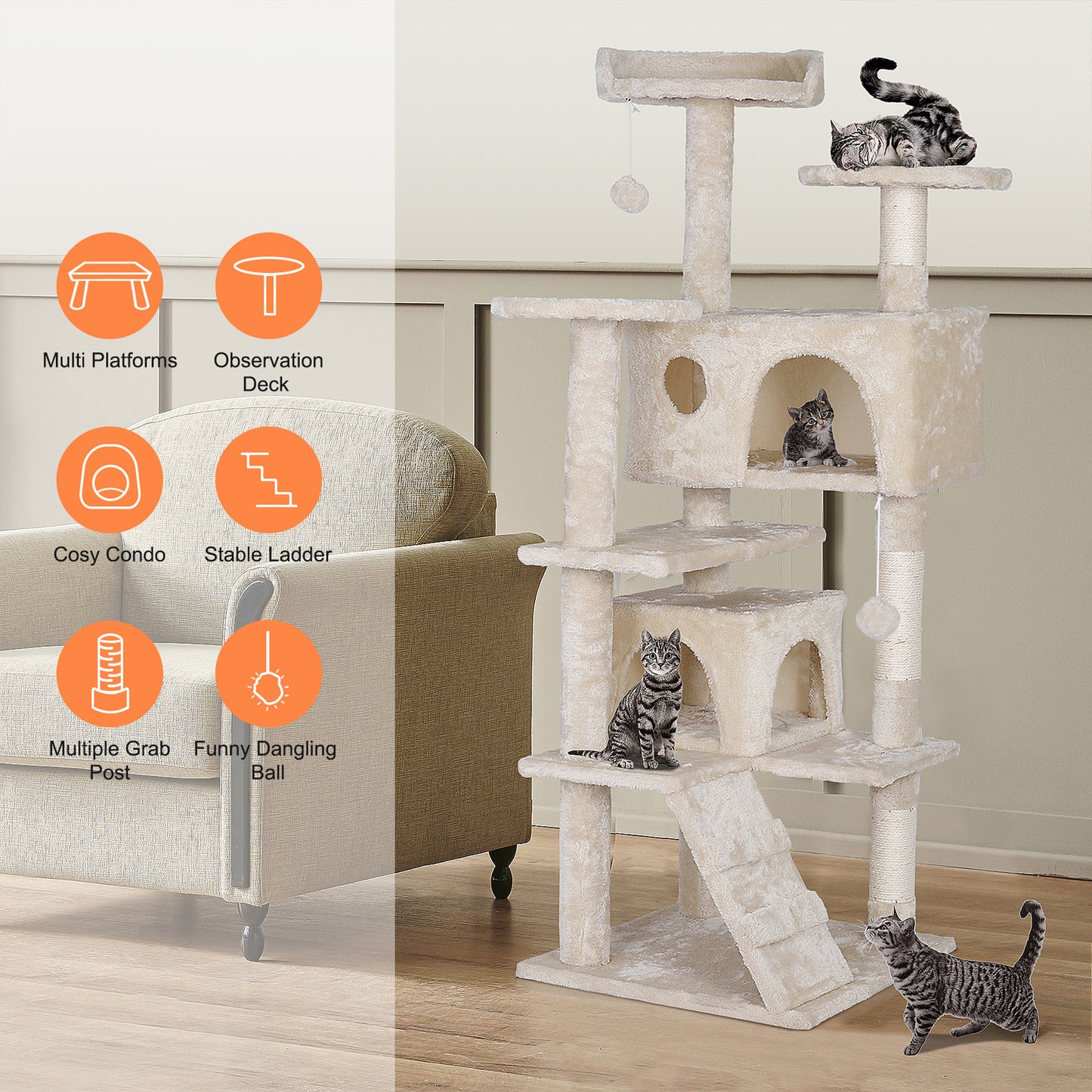 Elevate Your Cat's Playtime: Stylish Cat Tree Condo Tower for Small to Medium Cats - Available in Various Sizes!