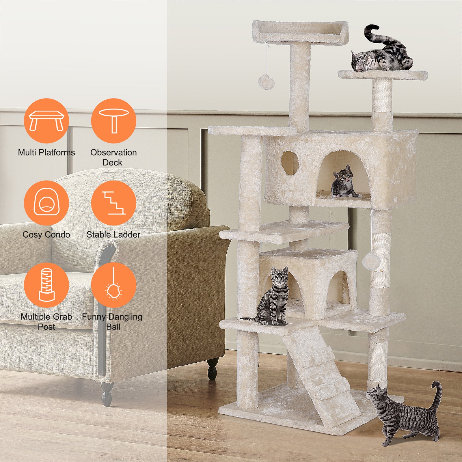 Elevate Your Cat's Playtime: Stylish Cat Tree Condo Tower for Small to Medium Cats - Available in Various Sizes!
