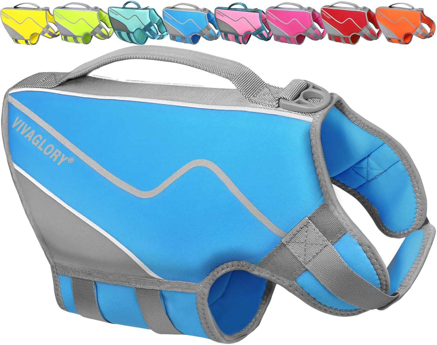 Neoprene Dog Life Vest, Dog Life Jacket for Swimming & Boating, Buoyancy & Comfort for Puppy Doggy, Swimming Vest with Handle, XS, Cyra Blue