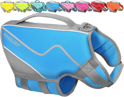 Neoprene Dog Life Vest, Dog Life Jacket for Swimming & Boating, Buoyancy & Comfort for Puppy Doggy, Swimming Vest with Handle, XS, Cyra Blue
