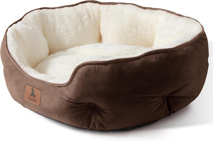 Small Dog Bed for Small Dogs, Cat Beds for Indoor Cats, Pet Bed for Puppy and Kitty, Extra Soft & Machine Washable with Anti-Slip & Water-Resistant Oxford Bottom, Brown, 20 Inches