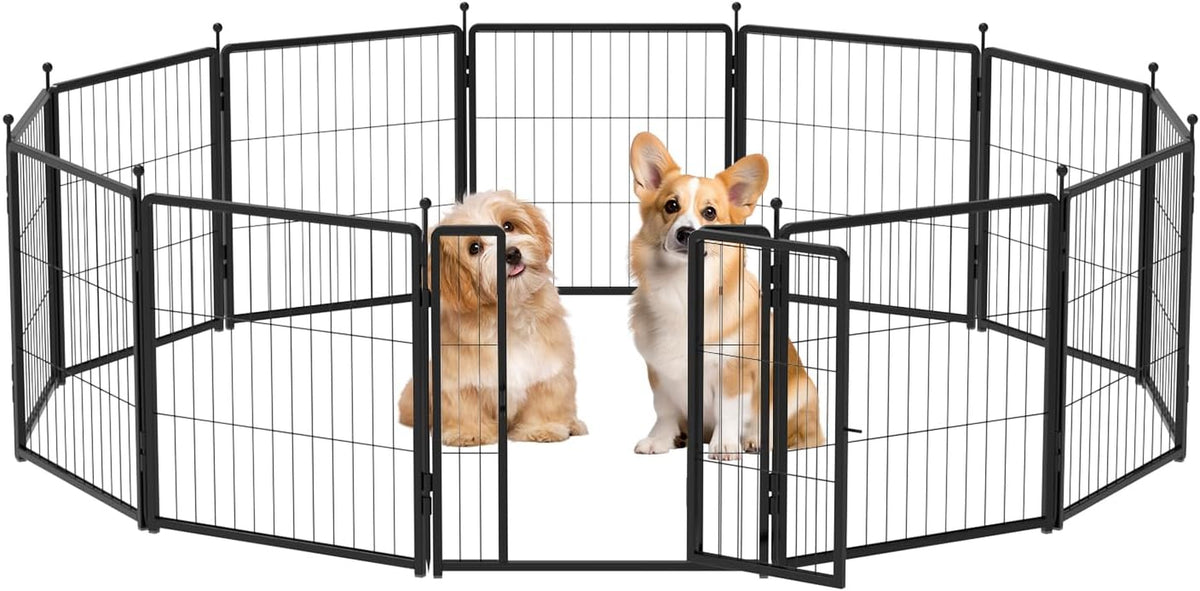 Dog Playpen Indoors/Outdoor, 24 Inch 12 Panels Dog Play Pen for Small Dogs, Rustproof Metal Pet Fence for RV Camping/Yard/Garden