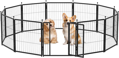 Dog Playpen Indoors/Outdoor, 24 Inch 12 Panels Dog Play Pen for Small Dogs, Rustproof Metal Pet Fence for RV Camping/Yard/Garden