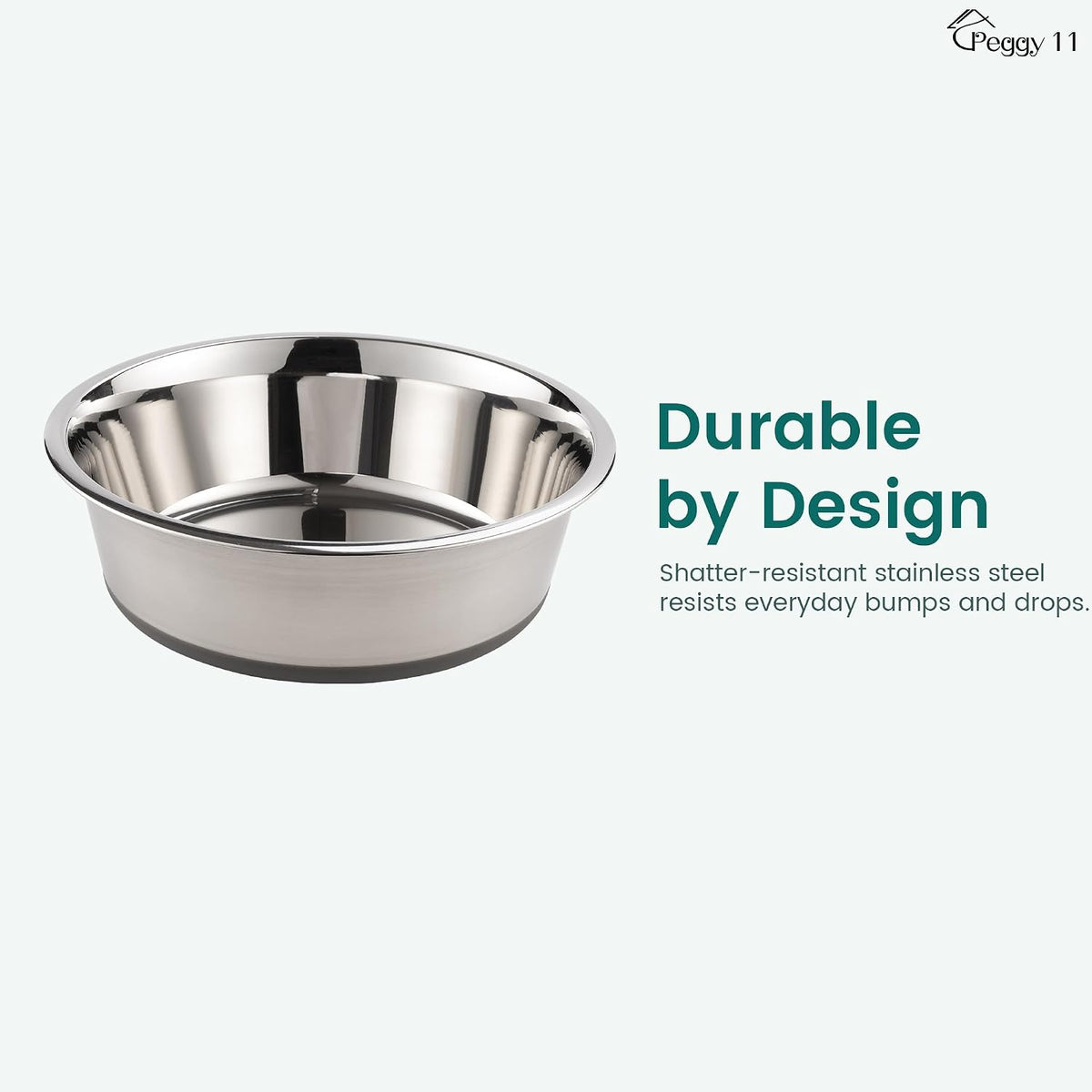 Nonslip Stainless Steel Dog Bowls, 5.7 US Cup Each, 2 Pack