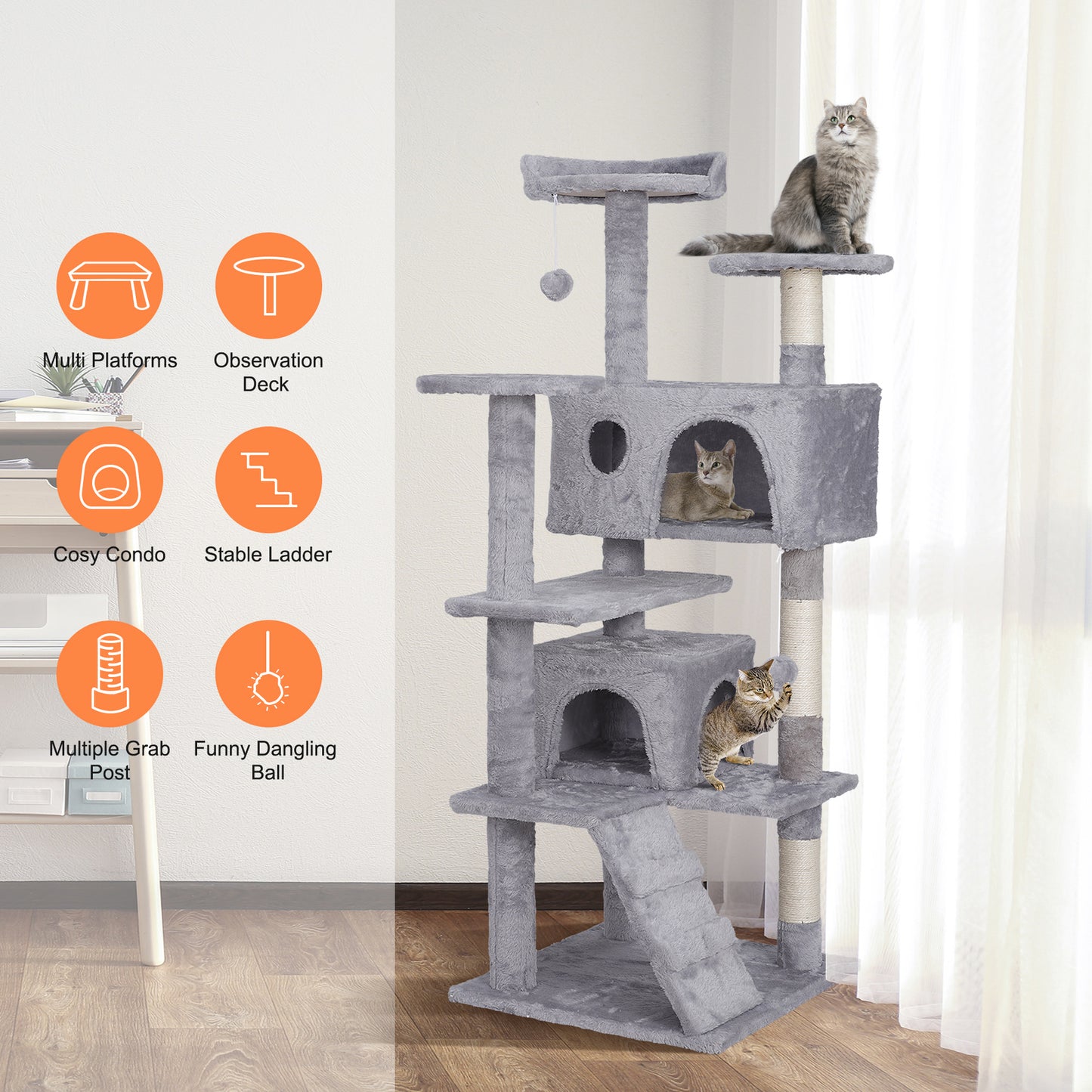 Elevate Your Cat's Playtime: Stylish Cat Tree Condo Tower for Small to Medium Cats - Available in Various Sizes!