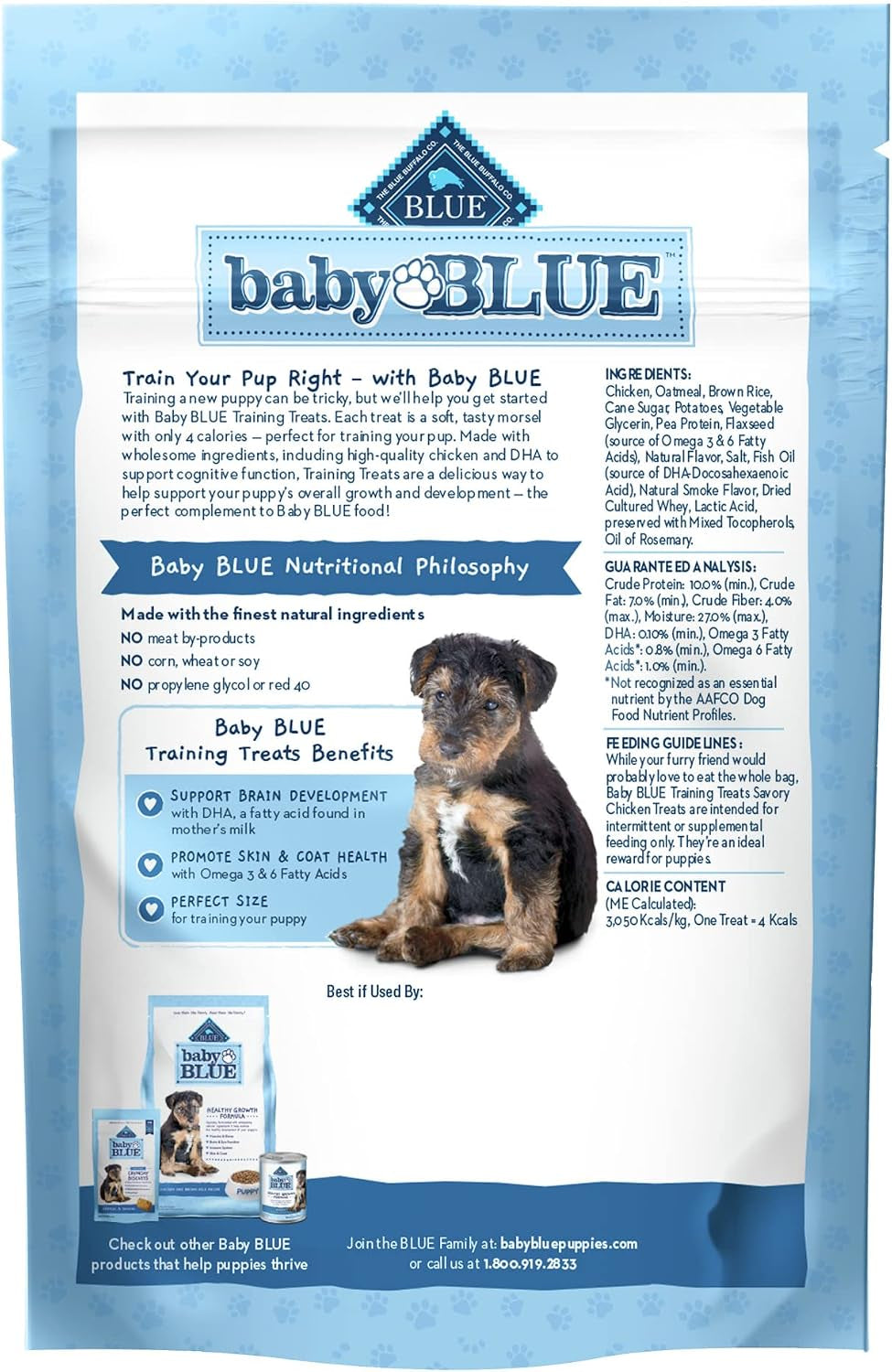 Baby Blue Training Treats Natural Puppy Soft Dog Treats, Savory Chicken 4-Oz Bag (Pack of 6)