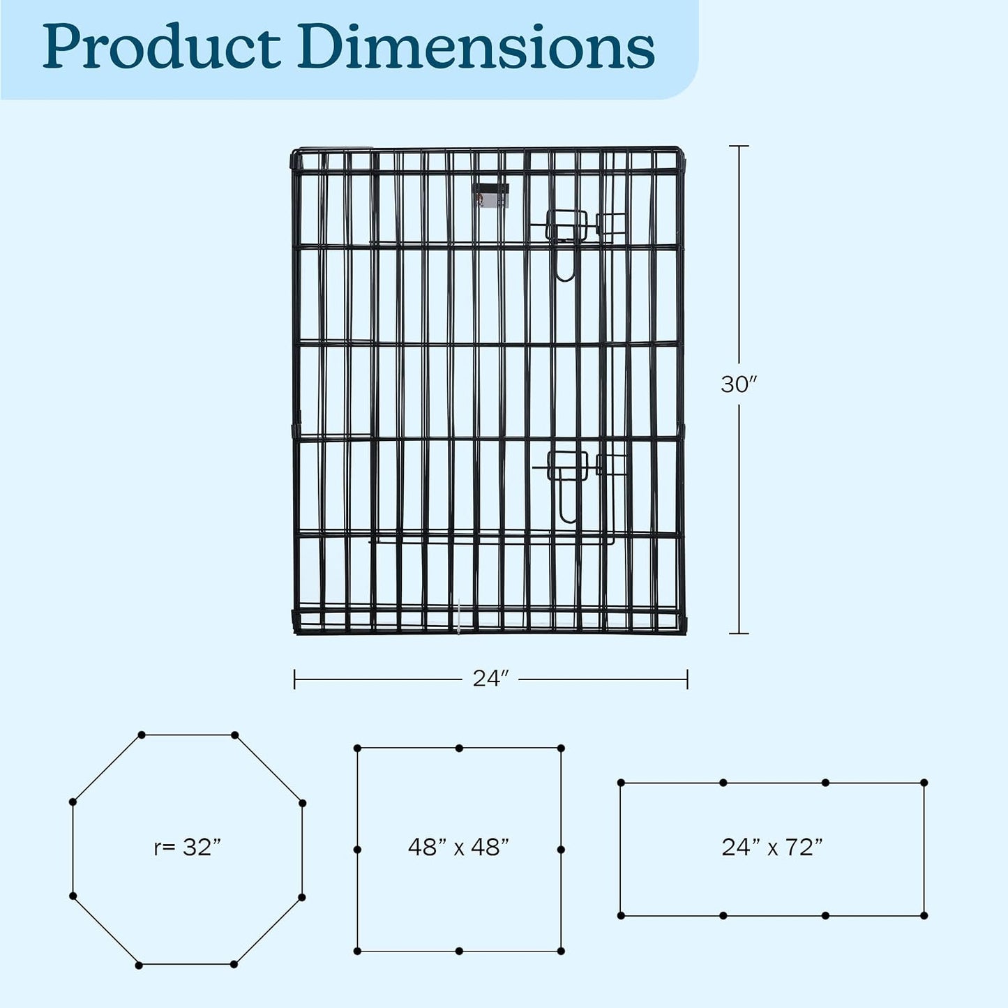 Dog Playpen - Foldable Metal Exercise Puppy Play Pen with 8 24X30In Panels - Indoor/Outdoor Pen with Door for Dogs, Cats or Small Animals by