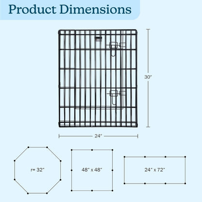 Dog Playpen - Foldable Metal Exercise Puppy Play Pen with 8 24X30In Panels - Indoor/Outdoor Pen with Door for Dogs, Cats or Small Animals by