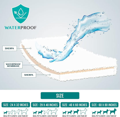 Fluffy Waterproof Dog Blanket for Couch and Bed, Reversible Sherpa Pet Throw, Pee Proof Furniture Protector Sofa Cover, Washable Cat Blanket for Small Medium Dogs and Cats (Dusty Blue, 29X40)