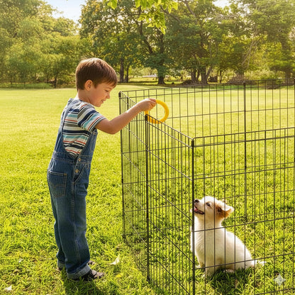 Dog Playpen - Foldable Metal Exercise Puppy Play Pen with 8 24X30In Panels - Indoor/Outdoor Pen with Door for Dogs, Cats or Small Animals by
