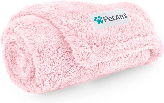 Fluffy Waterproof Dog Blanket for Couch and Bed, Reversible Sherpa Pet Throw, Pee Proof Furniture Protector Sofa Cover, Washable Cat Blanket for Small Medium Dogs and Cats (Pink Blush, 24X32)