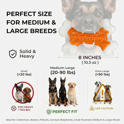 2-Pack Indestructible Dog Toys for Aggressive Chewers: Peanut Butter Flavored Hard Nylon Bone Chew Toys, Tough Dog Chew Toys, Dog Toys to Keep Them Busy for Medium Large Dogs, Orange