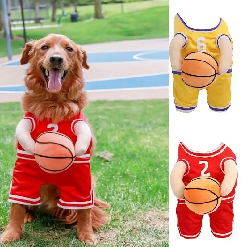 Adorable Basketball Player Pet Costume - Dog Outfit with Basketball for Halloween & Sports Cosplay!