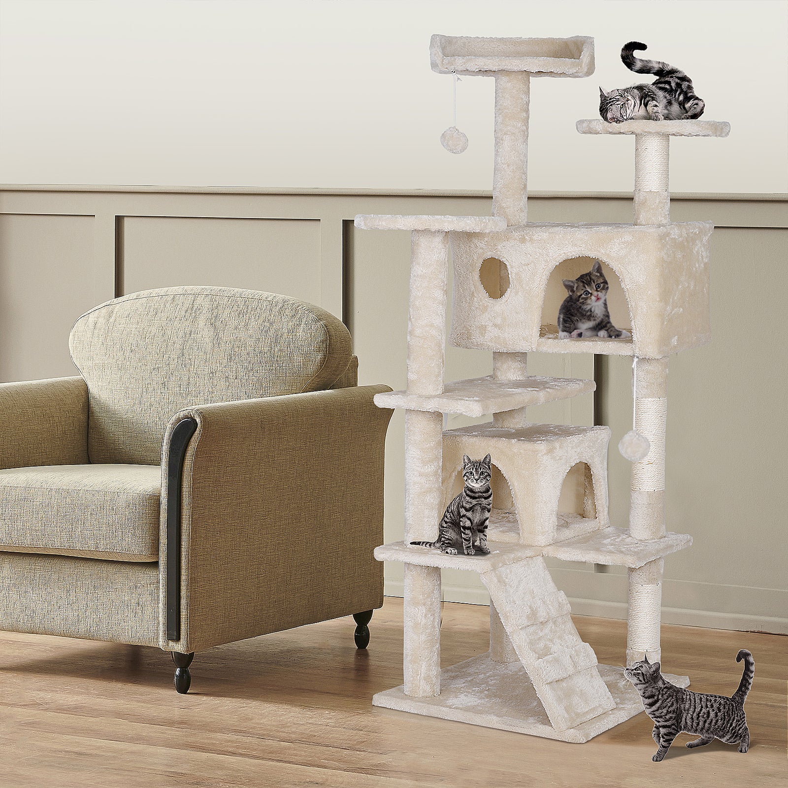 Elevate Your Cat's Playtime: Stylish Cat Tree Condo Tower for Small to Medium Cats - Available in Various Sizes!