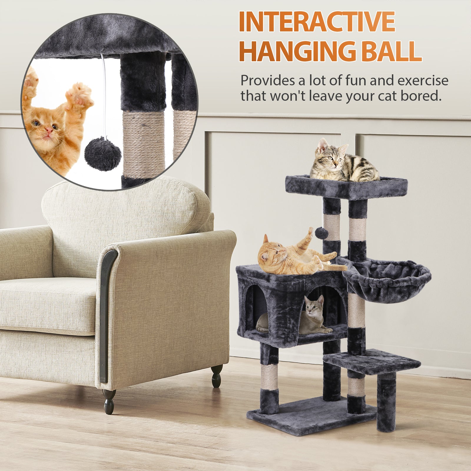 Elevate Your Cat's Playtime: Stylish Cat Tree Condo Tower for Small to Medium Cats - Available in Various Sizes!