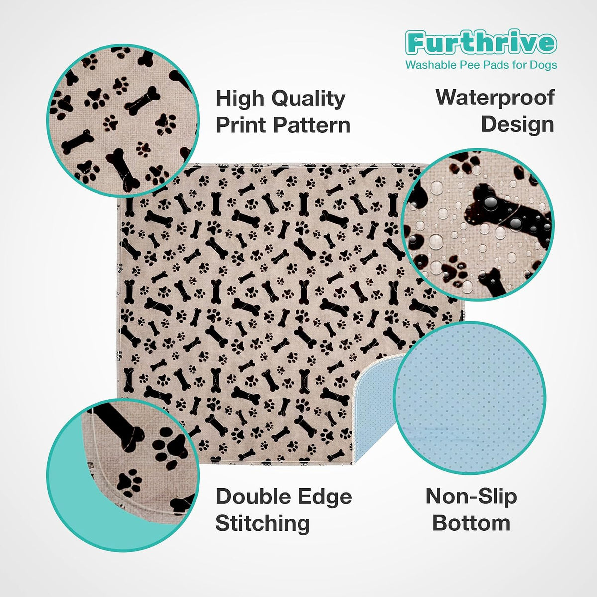 Furthrive Washable Pee Pads for Dogs with Pheromone Attraction, Reusable