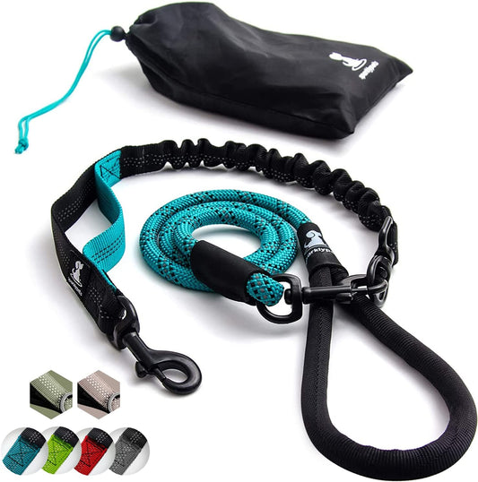 - Heavy Duty Bungee Rope Leash for Large and Medium Dogs - No Pull, Shock Absorber Long Dog Training Lead - No Slip Reflective Line for outside (5.5 Ft Bungee Leash)