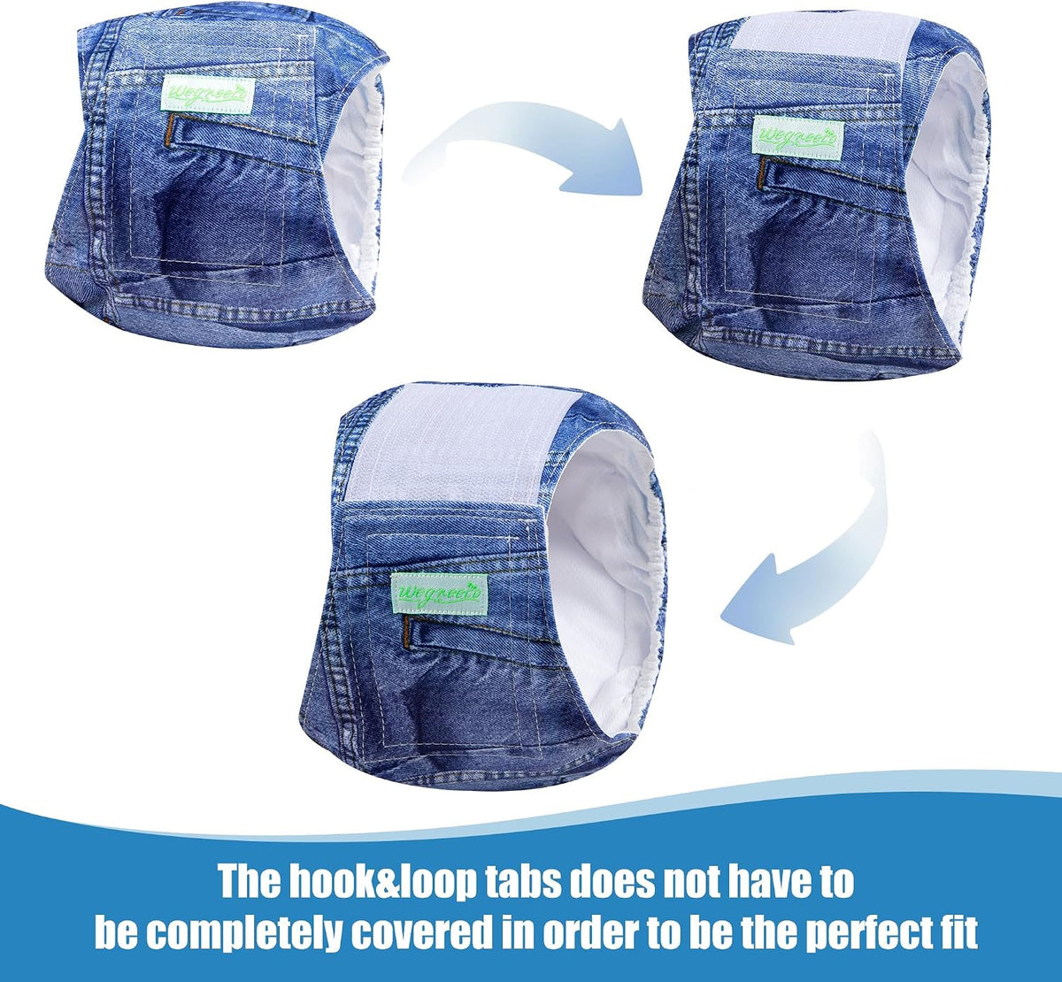 Jeans Washable Male Dog Diapers (Pack of 3) - Washable Male Dog Belly Wrap (Medium)