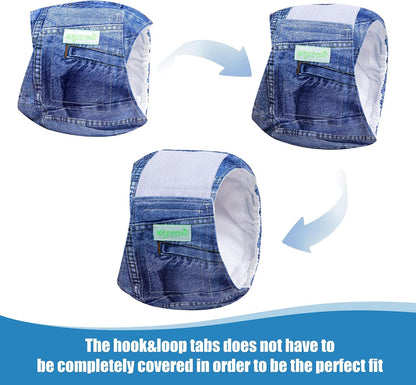 Jeans Washable Male Dog Diapers (Pack of 3) - Washable Male Dog Belly Wrap (Medium)
