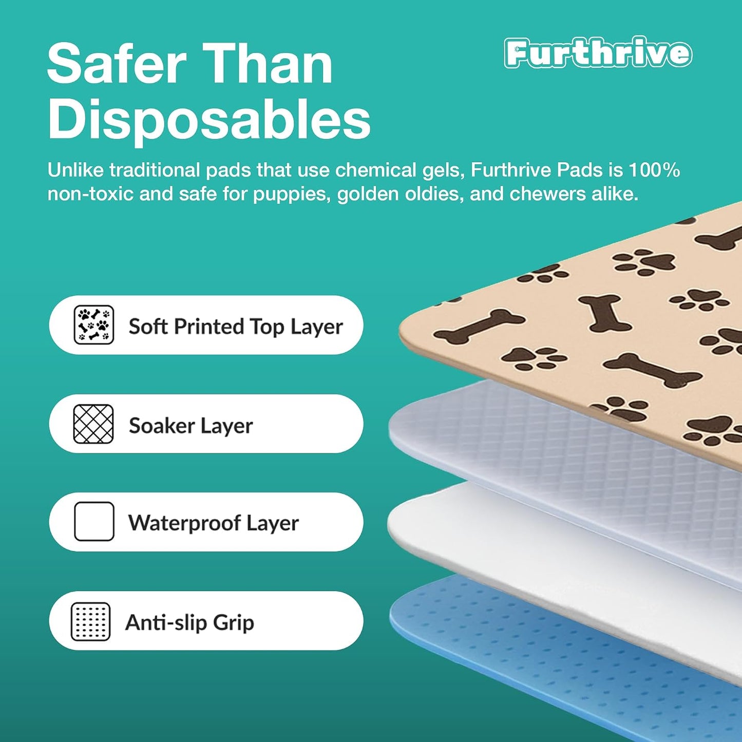 Furthrive Washable Pee Pads for Dogs with Pheromone Attraction, Reusable