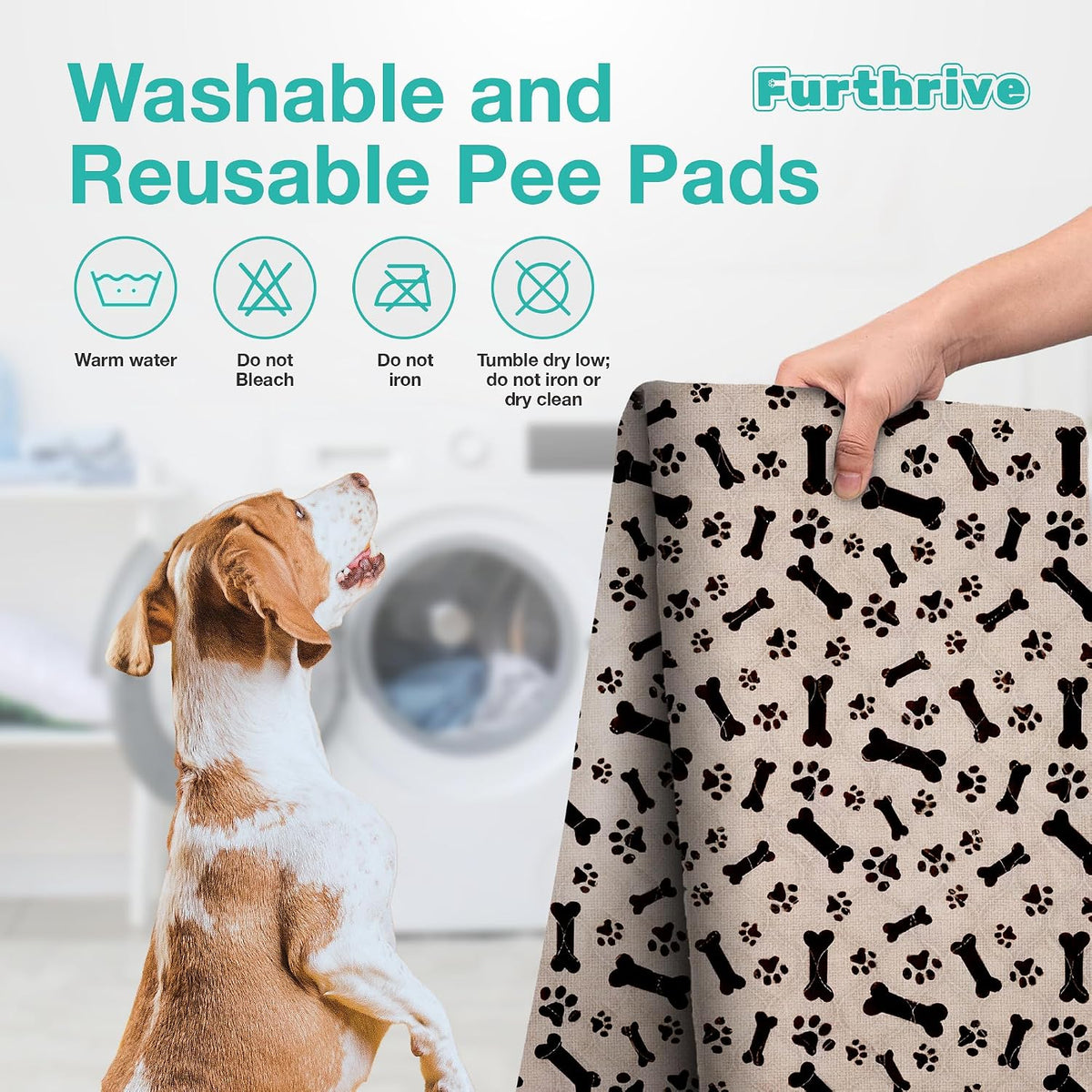 Furthrive Washable Pee Pads for Dogs with Pheromone Attraction, Reusable
