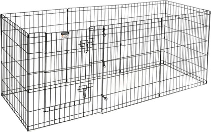 Dog Playpen - Foldable Metal Exercise Puppy Play Pen with 8 24X30In Panels - Indoor/Outdoor Pen with Door for Dogs, Cats or Small Animals by
