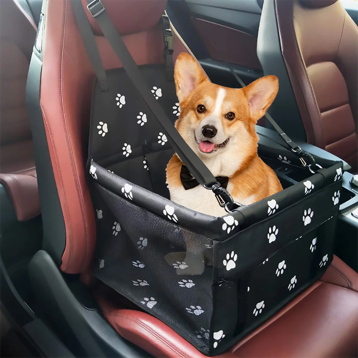 Dog Car Seat for Small Dogs, Portable and Washable Puppy Dog Booster Seats for Car Front Seat with Clip-On Leash, Breathable Folding Travel Carrier Bag