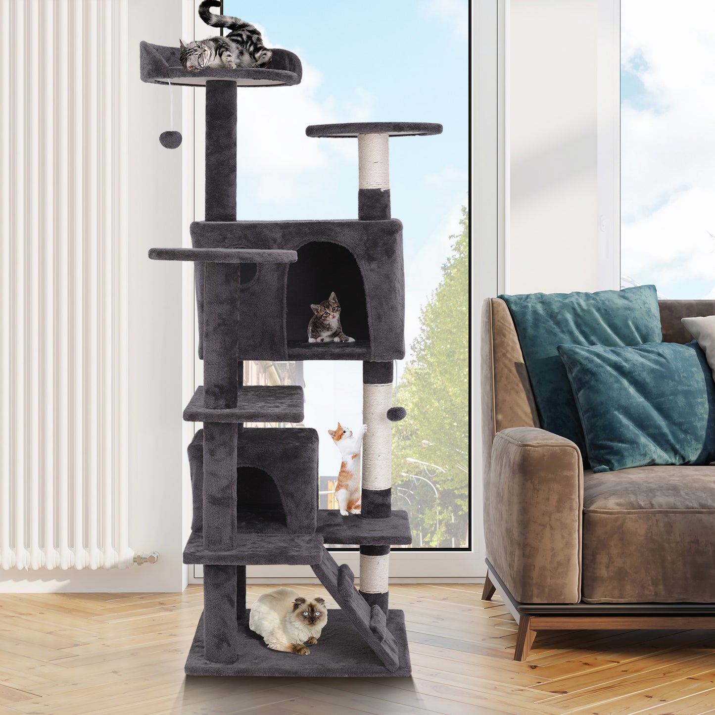 Elevate Your Cat's Playtime: Stylish Cat Tree Condo Tower for Small to Medium Cats - Available in Various Sizes!