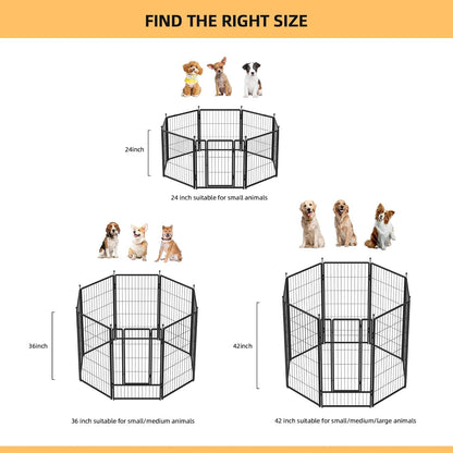 Dog Playpen Indoors/Outdoor, 24 Inch 12 Panels Dog Play Pen for Small Dogs, Rustproof Metal Pet Fence for RV Camping/Yard/Garden