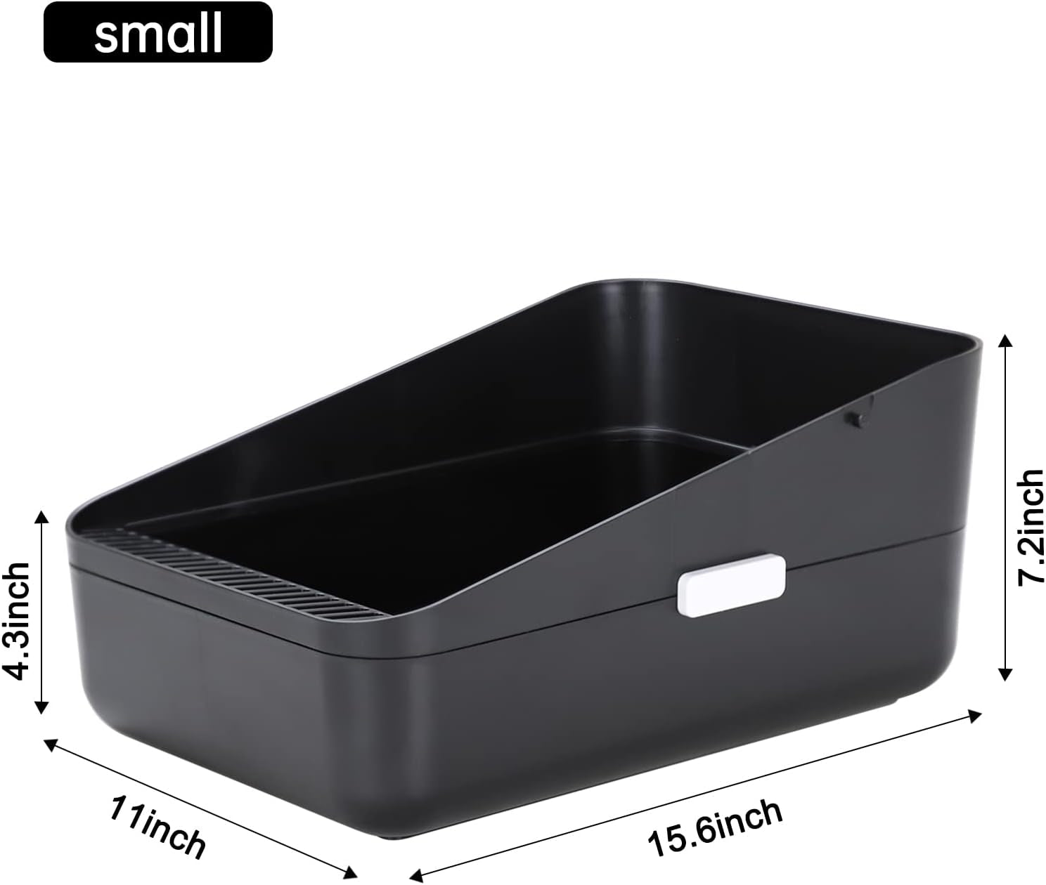 Premium Black Open-Top Cat Litter Box – High Sides, Sifting Design, Leak-Proof & Odor-Reducing, Easy-Clean Removable Liner for Cats up to 8 lbs