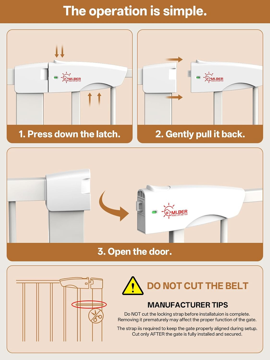 Baby Gate for Indoor Stairs & Doorways: Wide Expandable 27.9-46.8" Metal Safety Gate - Toddler Pets 30" Tall Dog Gate with Easy Install Pressure Mount Dual Lock & 2-Way Swing, White.