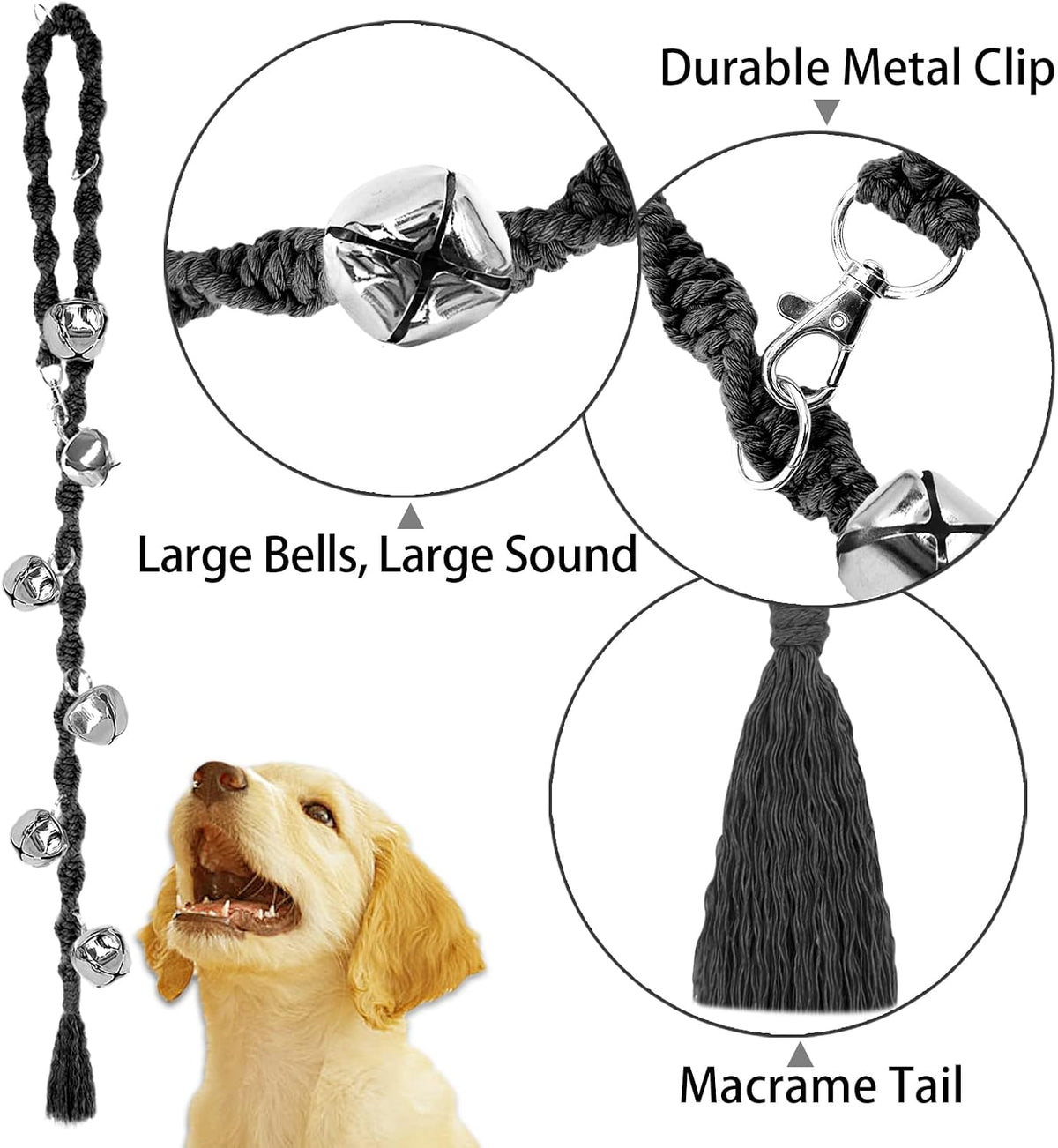 Dog Bells to Go Outside, Potty Training Bell, Handmade, Adjustable
