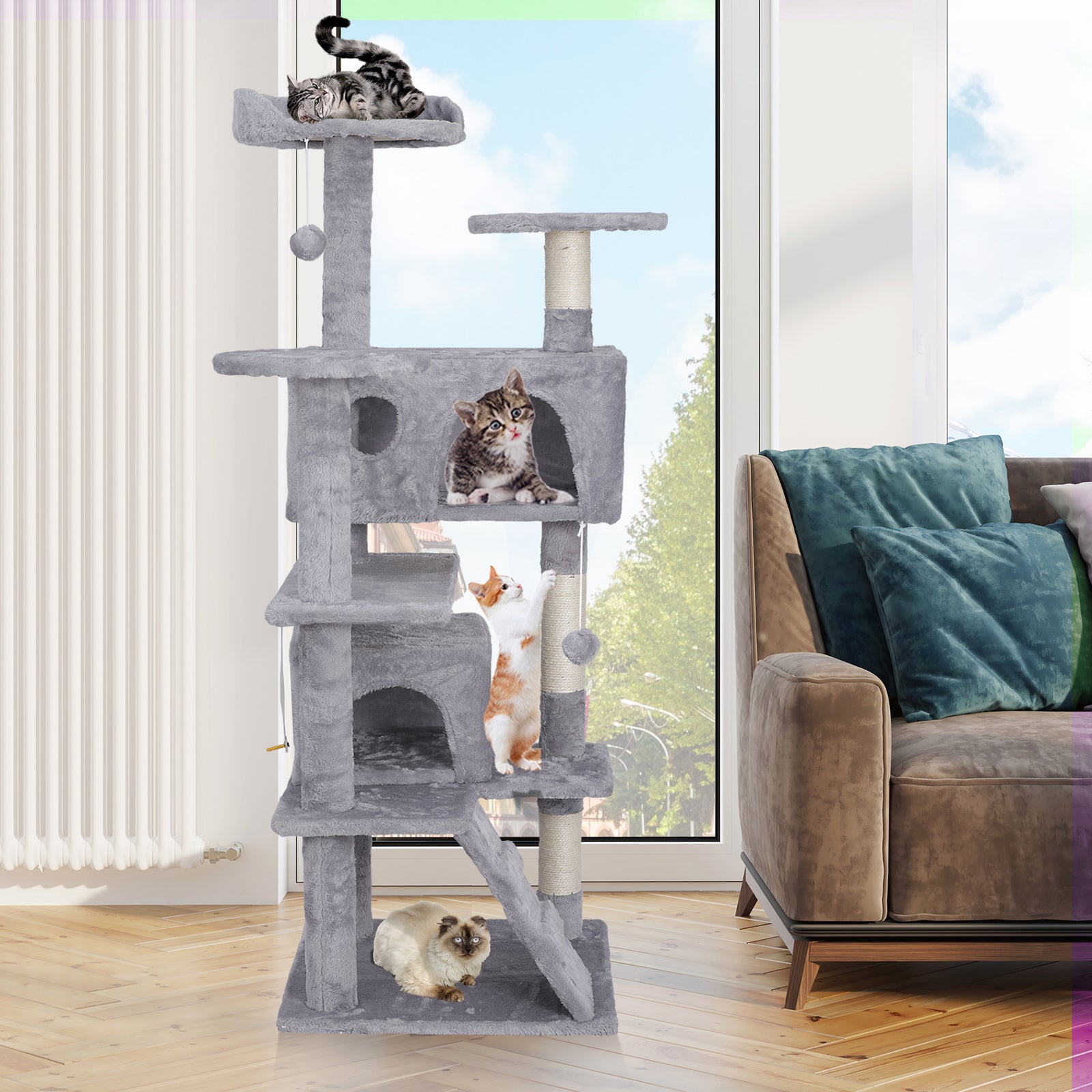 Elevate Your Cat's Playtime: Stylish Cat Tree Condo Tower for Small to Medium Cats - Available in Various Sizes!