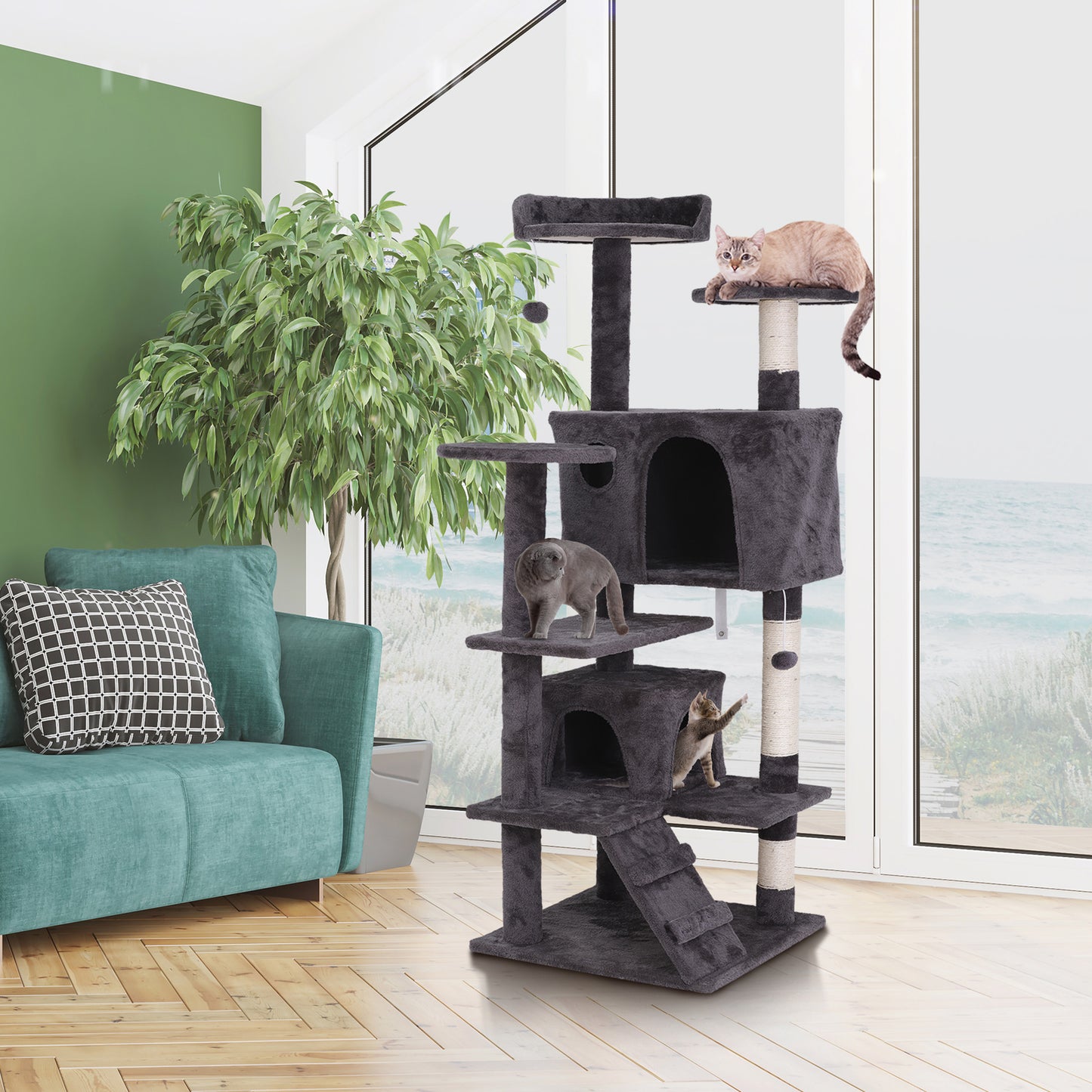 Elevate Your Cat's Playtime: Stylish Cat Tree Condo Tower for Small to Medium Cats - Available in Various Sizes!