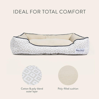 Now House for Pets by Jonathan Adler Grey Diamond Cuddler Dog Bed, Medium Washable for Medium Sized Dogs