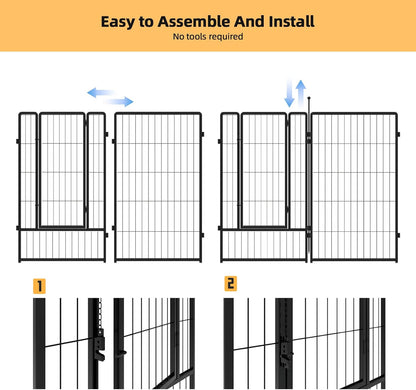 Dog Playpen Indoors/Outdoor, 24 Inch 12 Panels Dog Play Pen for Small Dogs, Rustproof Metal Pet Fence for RV Camping/Yard/Garden