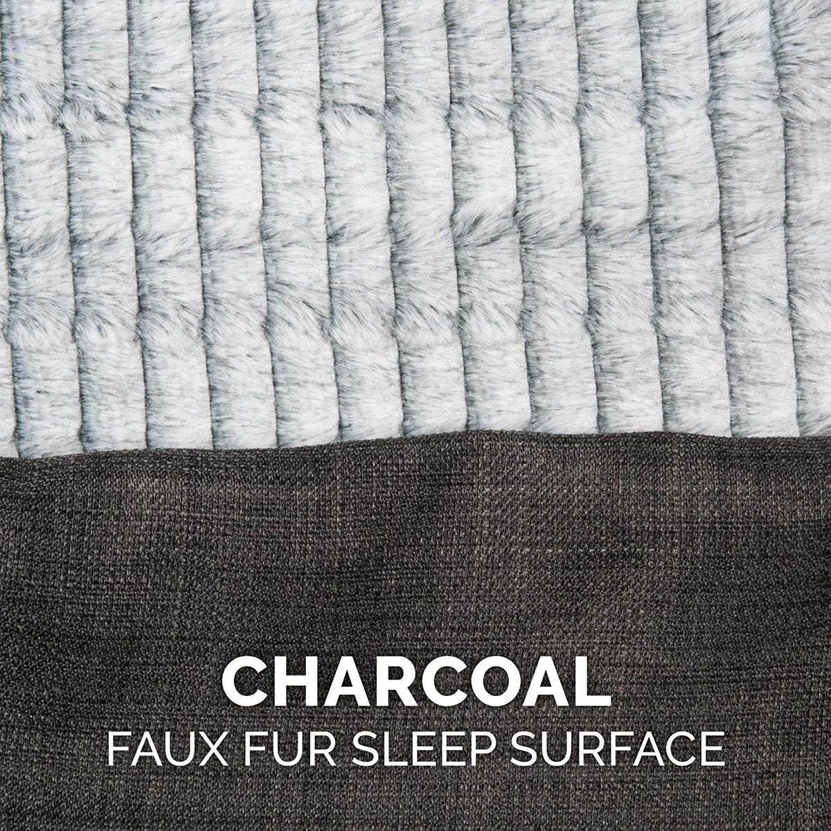 Orthopedic Dog Bed for Medium/Small Dogs W/ Removable Bolsters & Washable Cover, for Dogs up to 35 Lbs - Luxe Faux Fur & Performance Linen Sofa - Charcoal, Medium