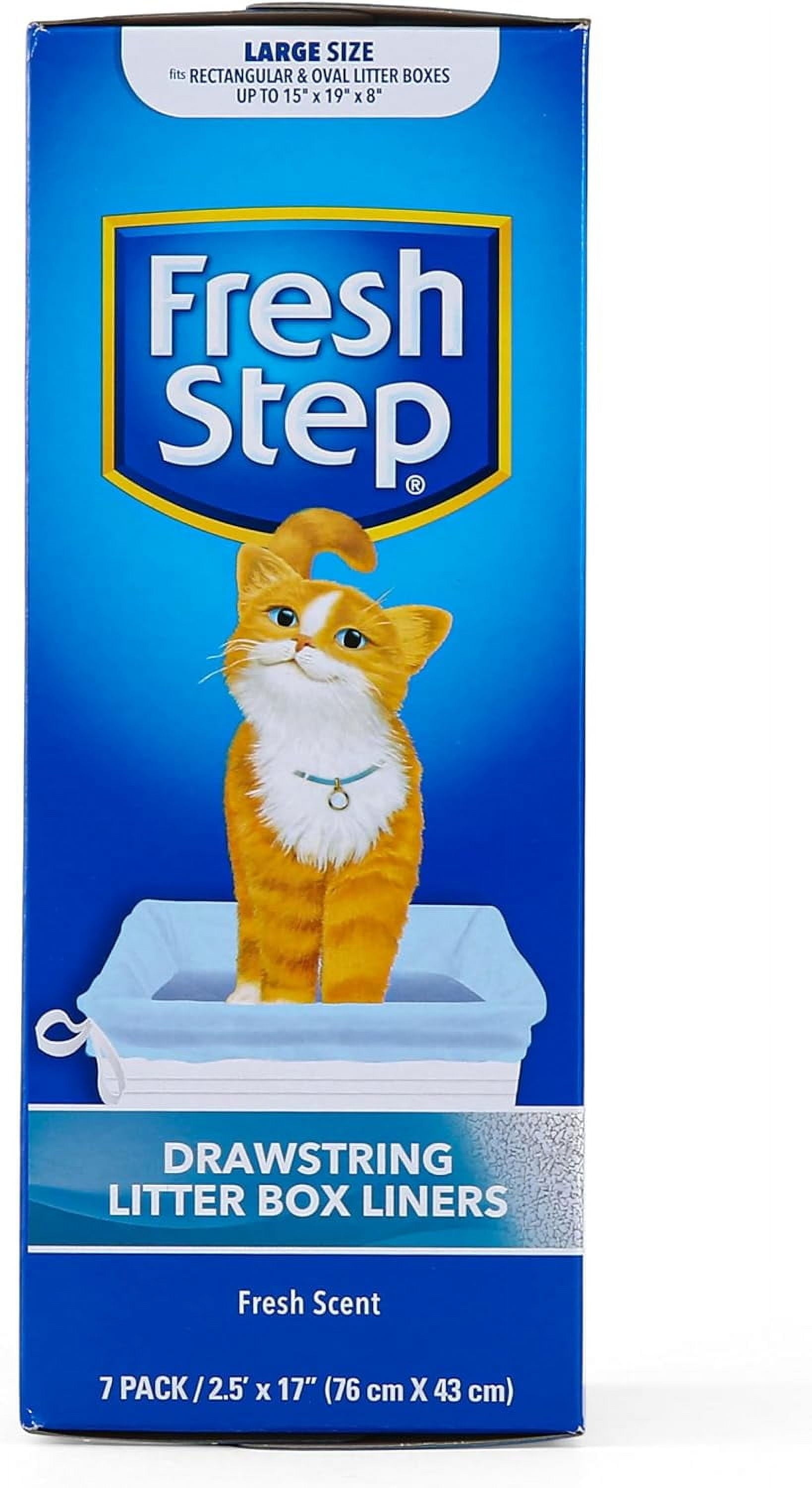 Drawstring Litter Box Liners, Fresh Scent, Large Size, 30" X 17" - 7 Count