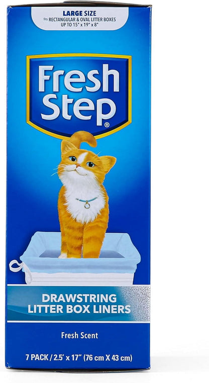 Drawstring Litter Box Liners, Fresh Scent, Large Size, 30" X 17" - 7 Count