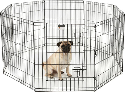 Dog Playpen - Foldable Metal Exercise Puppy Play Pen with 8 24X30In Panels - Indoor/Outdoor Pen with Door for Dogs, Cats or Small Animals by