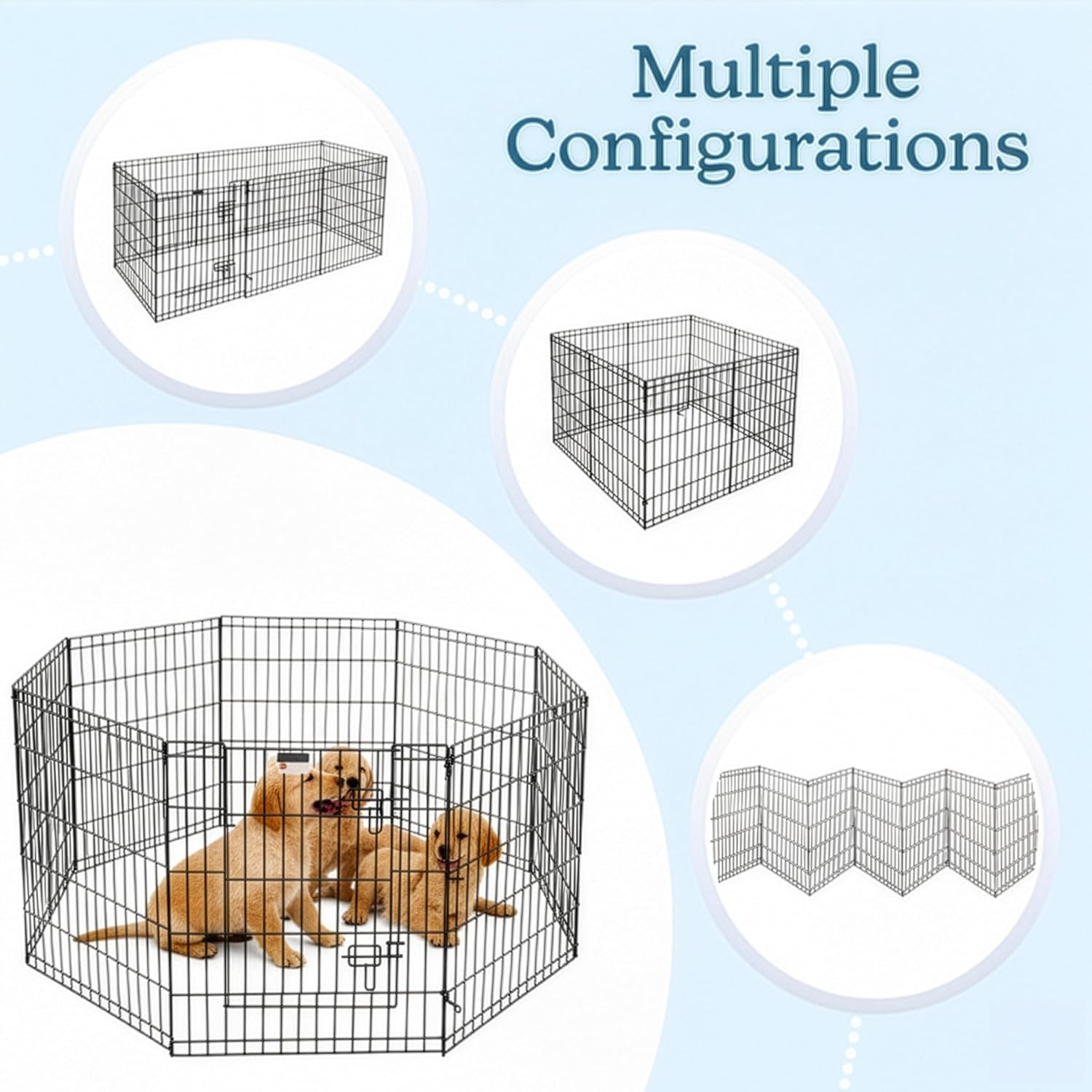 Dog Playpen - Foldable Metal Exercise Puppy Play Pen with 8 24X30In Panels - Indoor/Outdoor Pen with Door for Dogs, Cats or Small Animals by