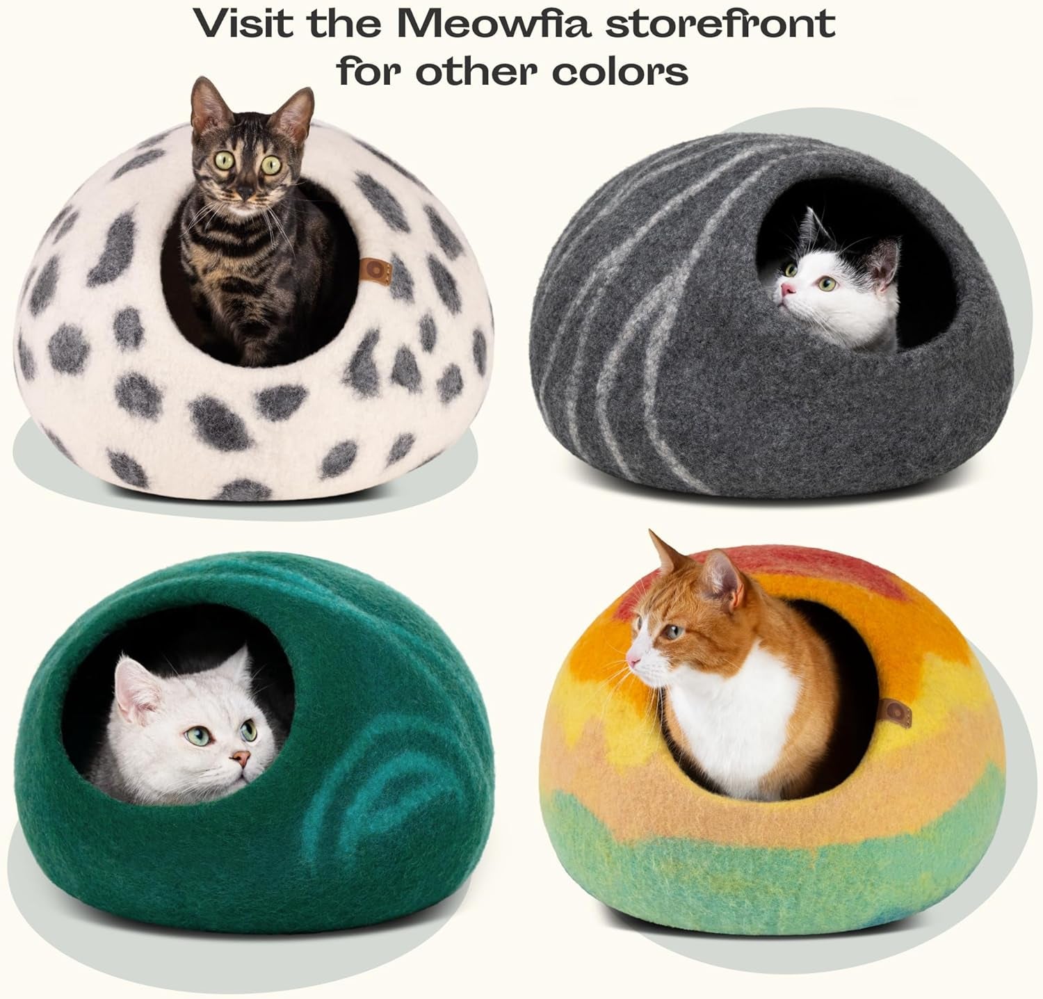 Cat Cave – Premium Felt Cat Bed for Indoor Cats, Handmade Merino Wool (Dark Gray, Medium)